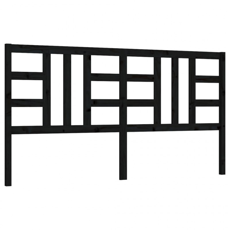 Wezgłowie łóżka, czarne, 206x4x100 cm, lite drewno sosnowe