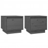 Szafki nocne, 2 szt., szare, 35x34x32 cm, lite drewno sosnowe