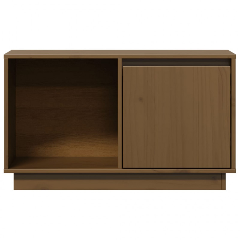 Szafka pod TV, miodowy brąz, 74x35x44 cm, lite drewno sosnowe