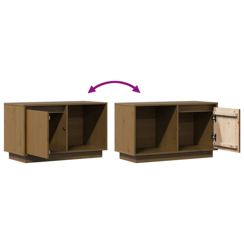 Szafka pod TV, miodowy brąz, 74x35x44 cm, lite drewno sosnowe