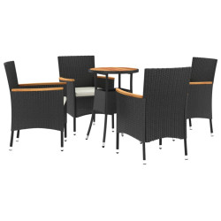 5-cz. zestaw ogrodowych mebli bistro z poduszkami, czarny