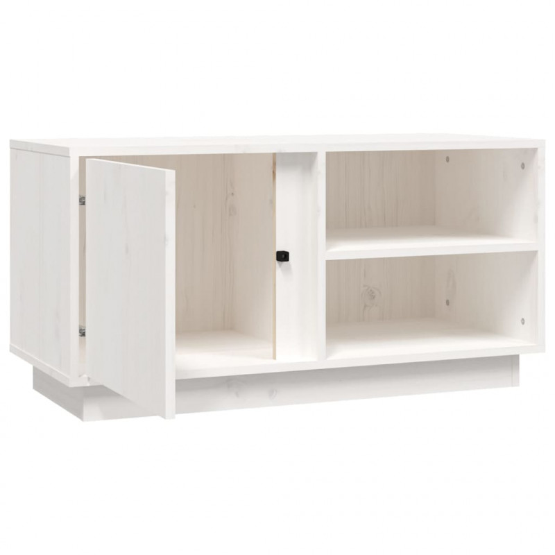 Szafka pod telewizor, biała, 80x35x40,5 cm, lite drewno sosnowe