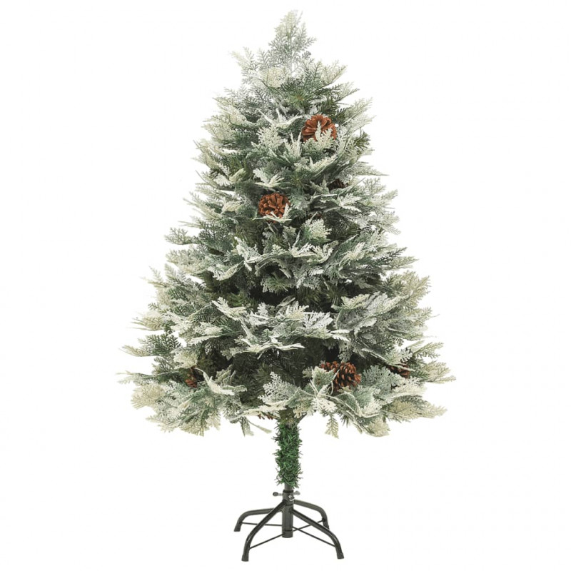 Sztuczna choinka z lampkami i szyszkami, zielona 150 cm, PVC/PE