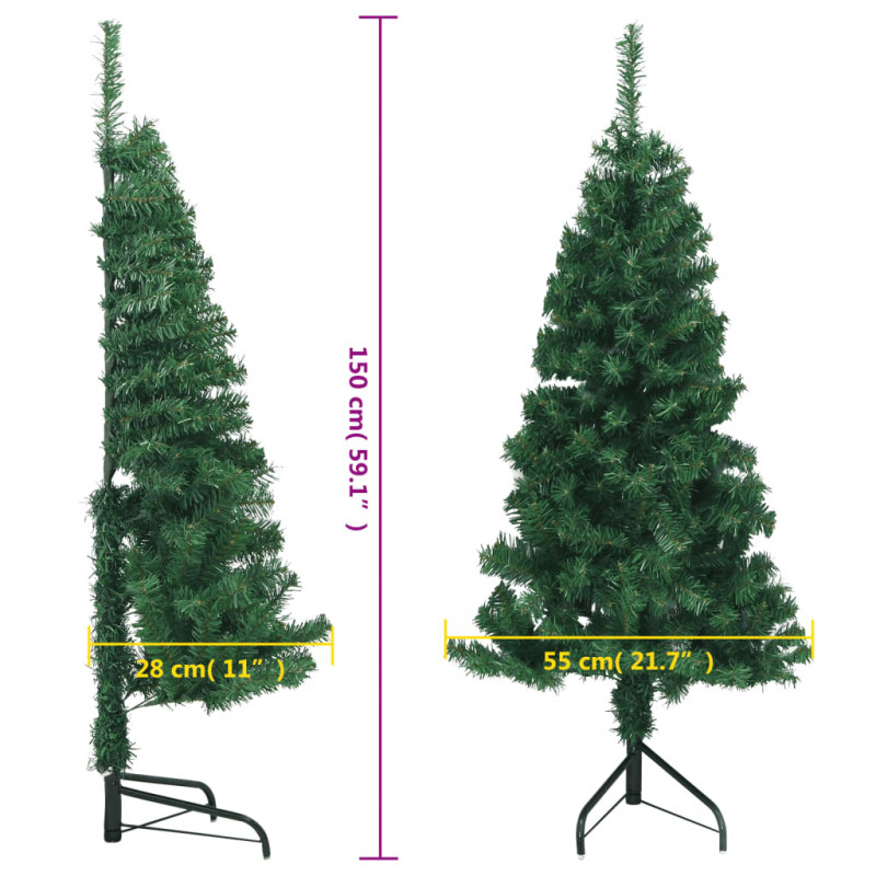 Sztuczna choinka narożna, zielona, 150 cm, PVC