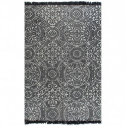 Dywan typu kilim, bawełna, 120 x 180 cm, szary ze wzorem