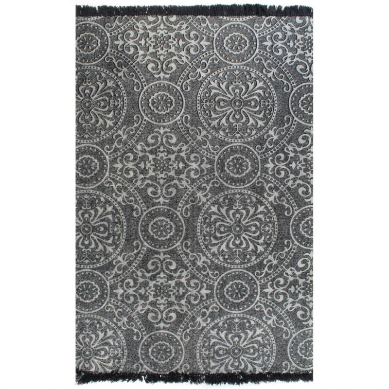 Dywan typu kilim, bawełna, 120 x 180 cm, szary ze wzorem