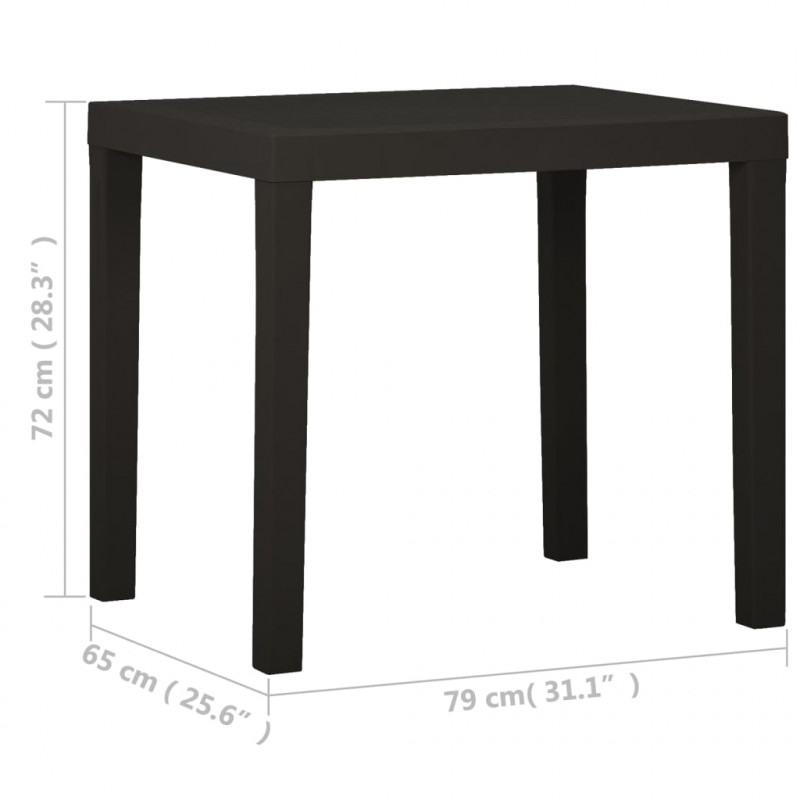 Stolik ogrodowy, antracytowy, 79 x 65 x 72 cm, plastikowy