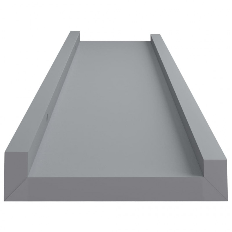 Półki ścienne na zdjęcia, 2 szt., szare, 60x9x3 cm, MDF