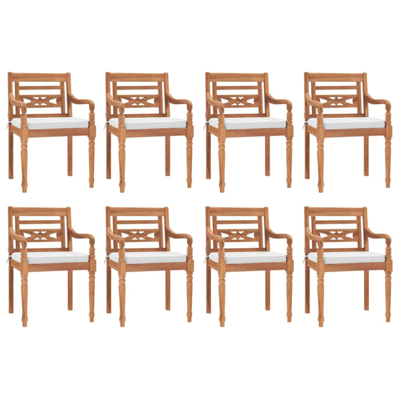 9-cz. zestaw mebli ogrodowych z białymi poduszkami, tekowy