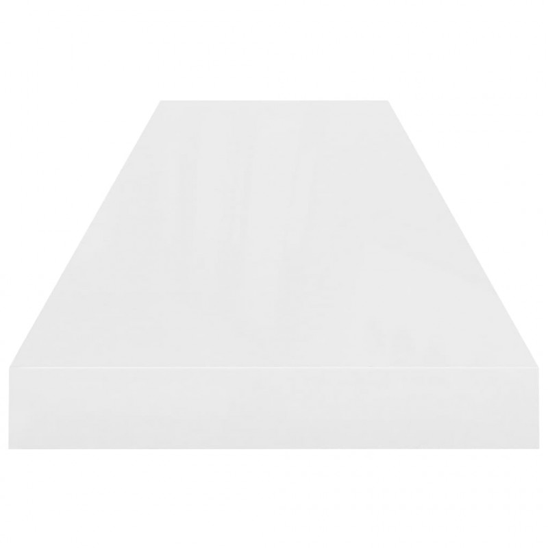 Półki ścienne, 2 szt, wysoki połysk, białe, 90x23,5x3,8 cm, MDF