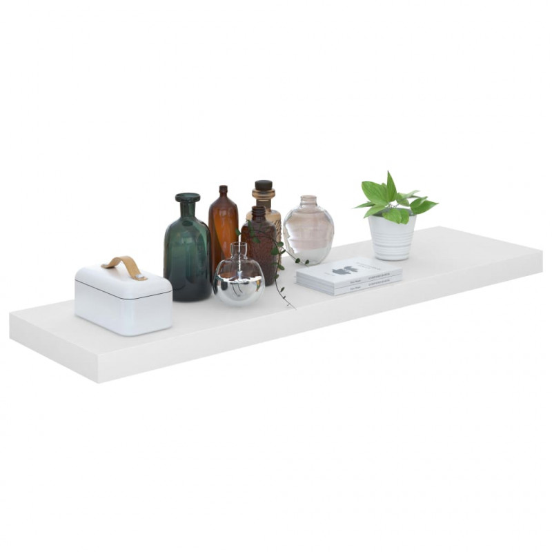 Półki ścienne, 2 szt, wysoki połysk, białe, 90x23,5x3,8 cm, MDF