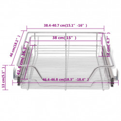 Wysuwane kosze druciane, 2 szt., srebrne, 500 mm