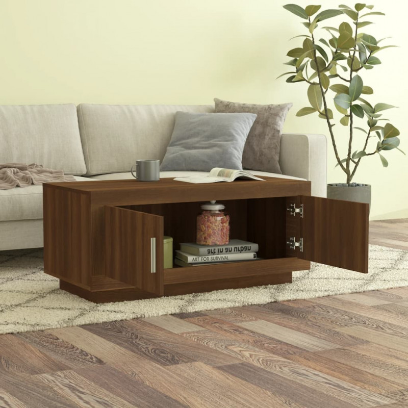 Stolik kawowy, brązowy dąb 102x50x45 cm materiał drewnopochodny