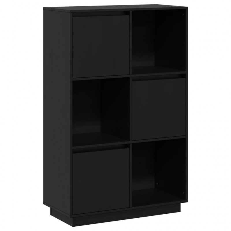 Szafka, czarna, 74x35x117 cm, lite drewno sosnowe