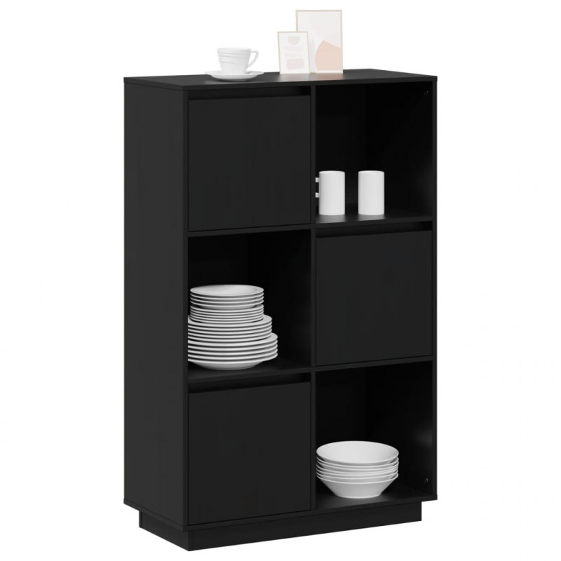 Szafka, czarna, 74x35x117 cm, lite drewno sosnowe