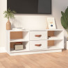 Szafka pod TV, biała, 100x34x40 cm, lite drewno sosnowe