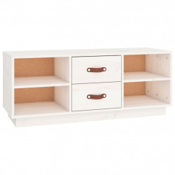 Szafka pod TV, biała, 100x34x40 cm, lite drewno sosnowe