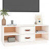 Szafka pod TV, biała, 100x34x40 cm, lite drewno sosnowe