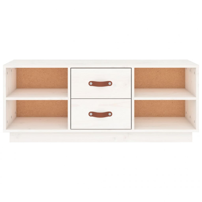 Szafka pod TV, biała, 100x34x40 cm, lite drewno sosnowe