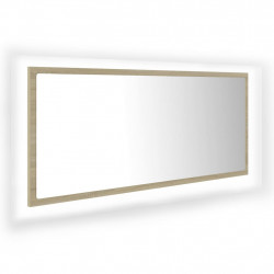 Lustro łazienkowe LED, kolor dąb sonoma, 100x8,5x37 cm, akryl