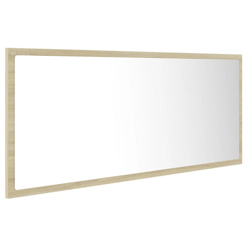 Lustro łazienkowe LED, kolor dąb sonoma, 100x8,5x37 cm, akryl