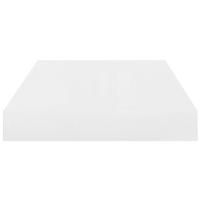 Półki ścienne, 2 szt., białe, wysoki połysk, 40x23x3,8 cm, MDF