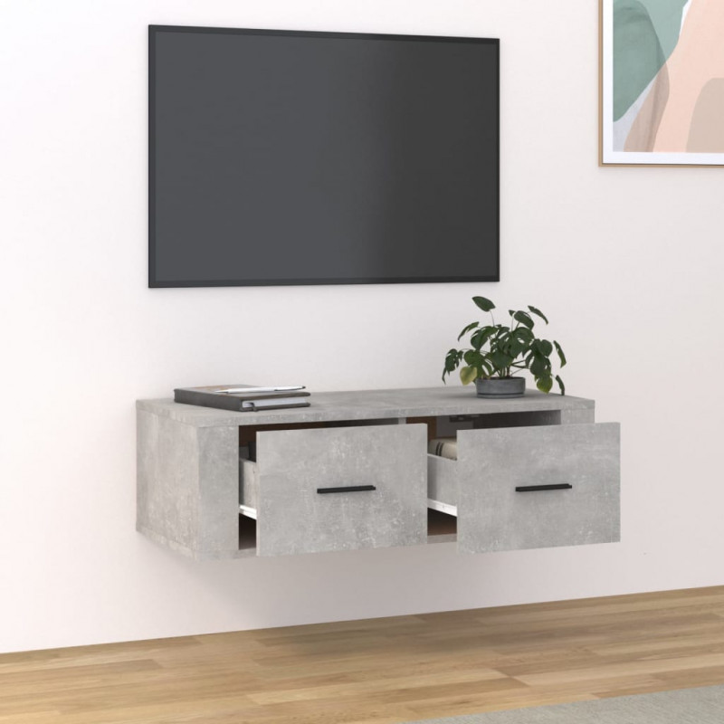 Wisząca szafka TV, szarość betonu, 80x36x25 cm