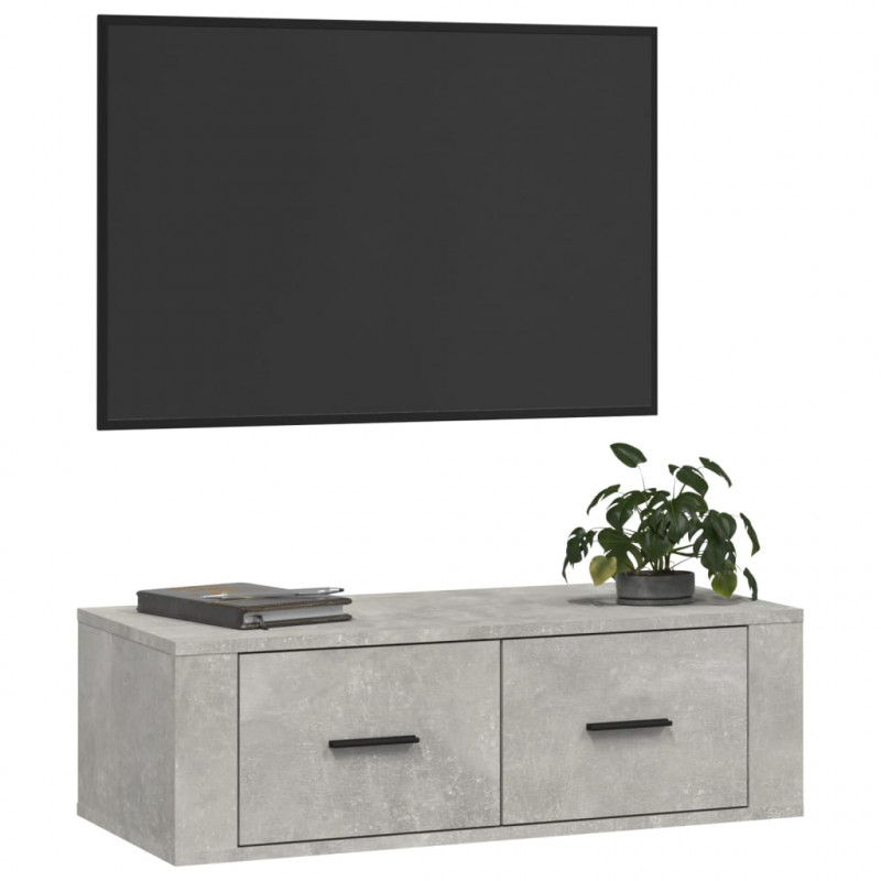 Wisząca szafka TV, szarość betonu, 80x36x25 cm