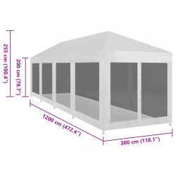 Namiot imprezowy z 10 siatkowymi ściankami, 12 x 3 m