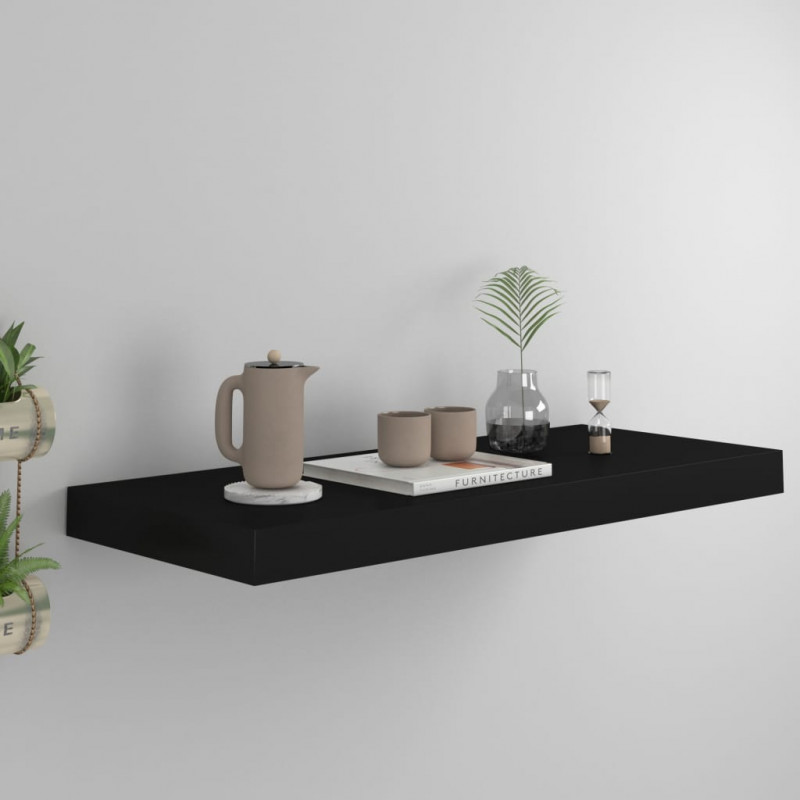 Półka ścienna, czarna, 60x23,5x3,8 cm, MDF