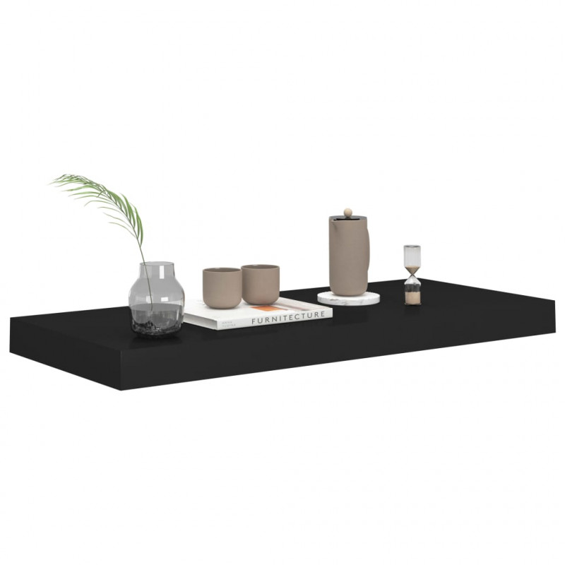Półka ścienna, czarna, 60x23,5x3,8 cm, MDF