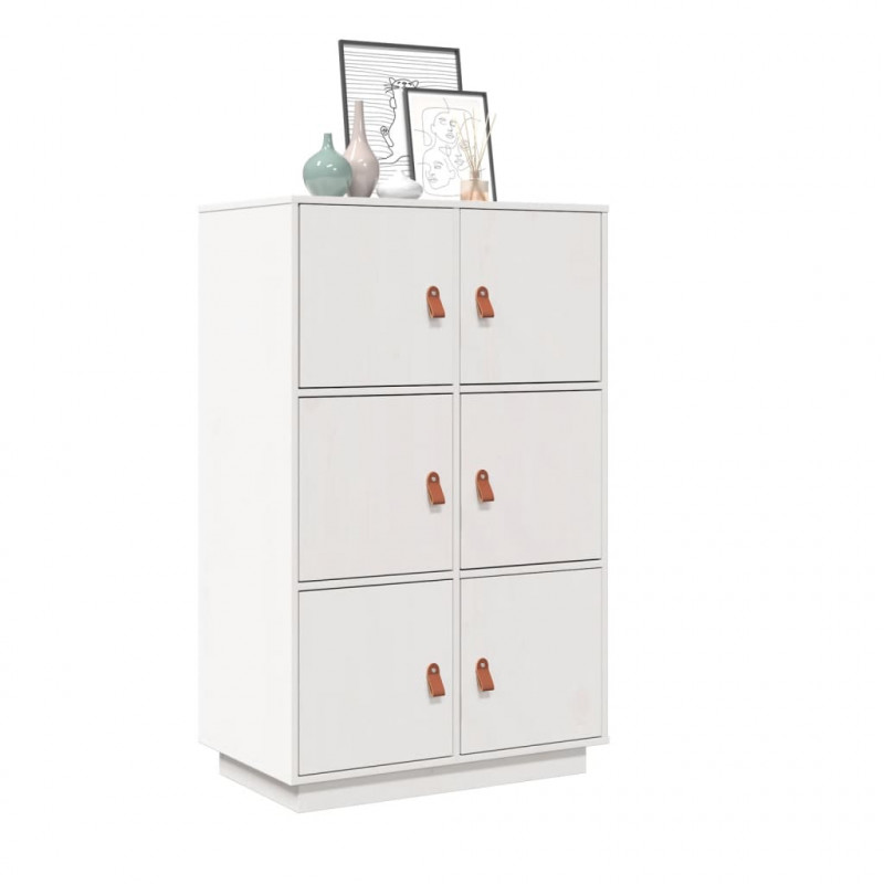 Szafka, biała, 67x40x108,5 cm, lite drewno sosnowe