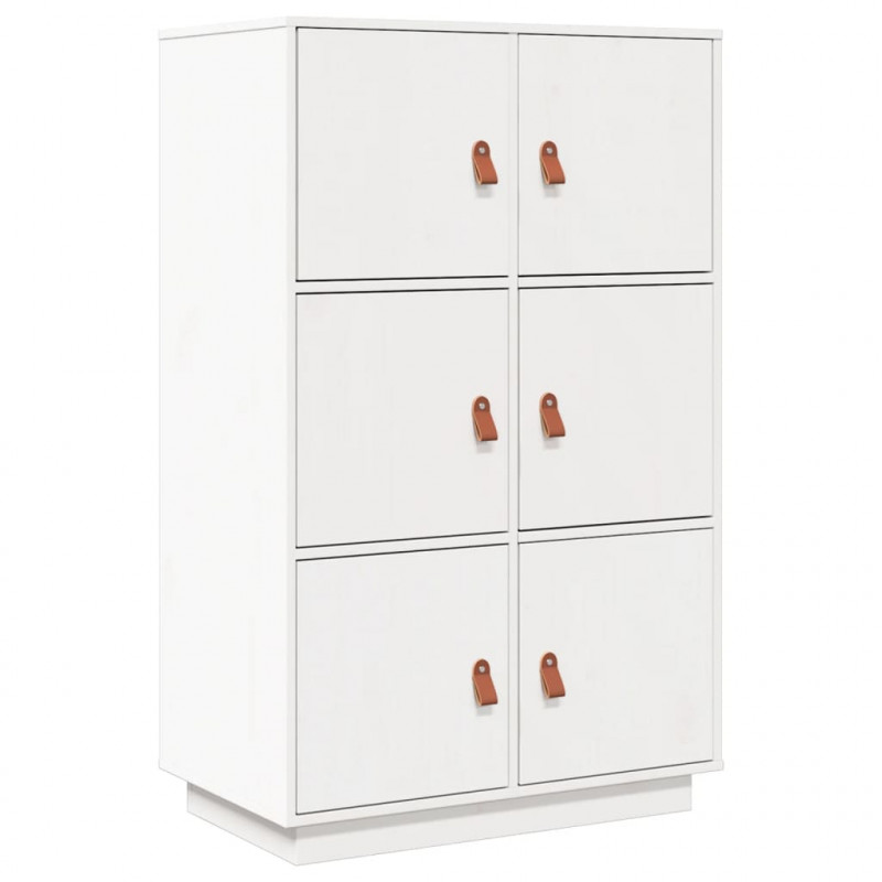 Szafka, biała, 67x40x108,5 cm, lite drewno sosnowe
