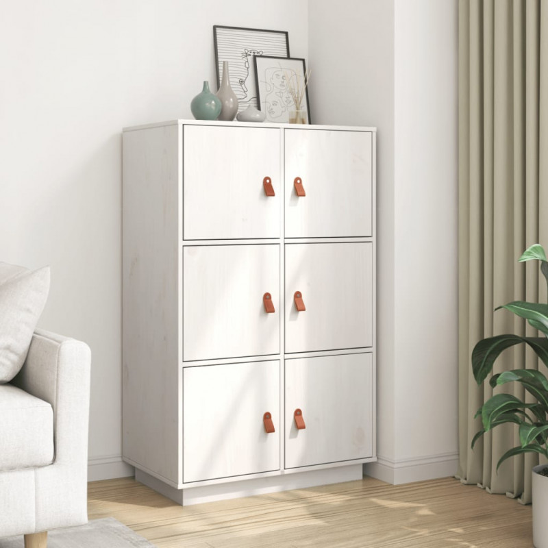 Szafka, biała, 67x40x108,5 cm, lite drewno sosnowe