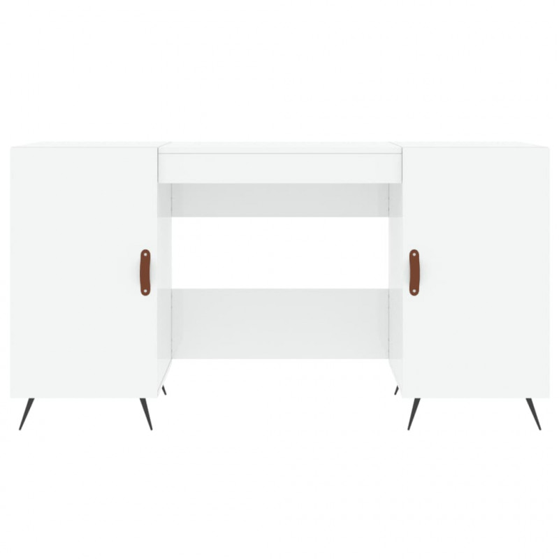 Biurko białe z połyskiem, 140x50x75 cm, materiał drewnopochodny