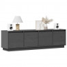 Szafka pod telewizor, szara, 156x37x45 cm, lite drewno sosnowe