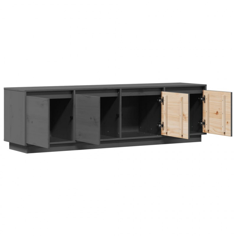 Szafka pod telewizor, szara, 156x37x45 cm, lite drewno sosnowe