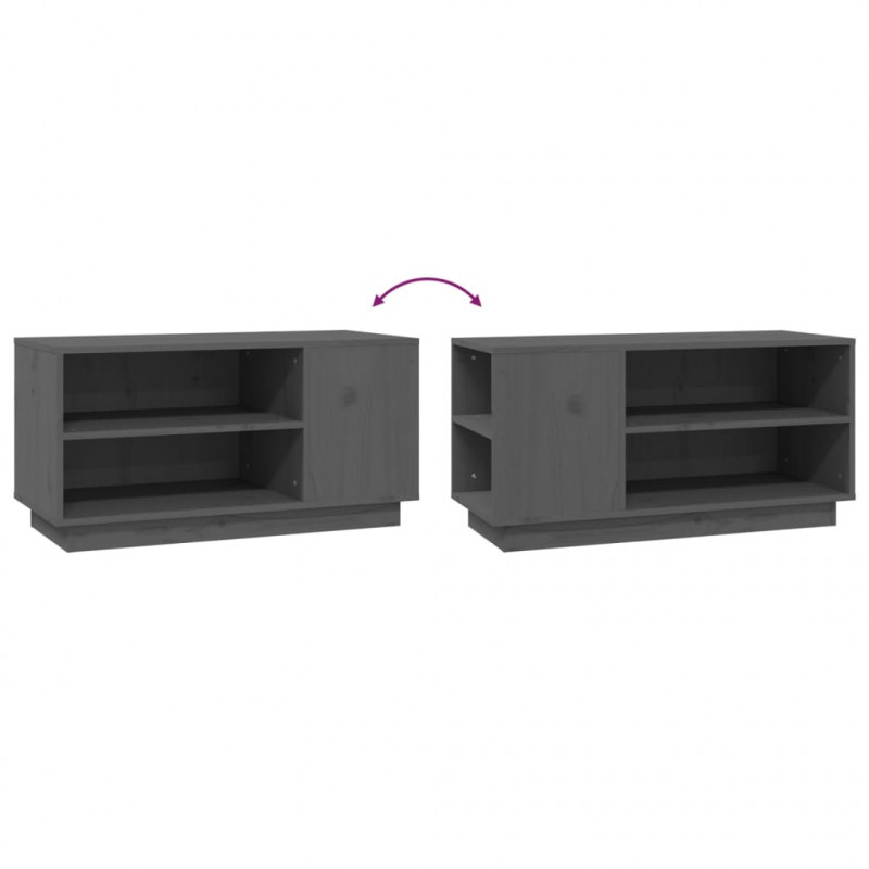 Szafka pod telewizor, szara, 80x35x40,5 cm, lite drewno sosnowe