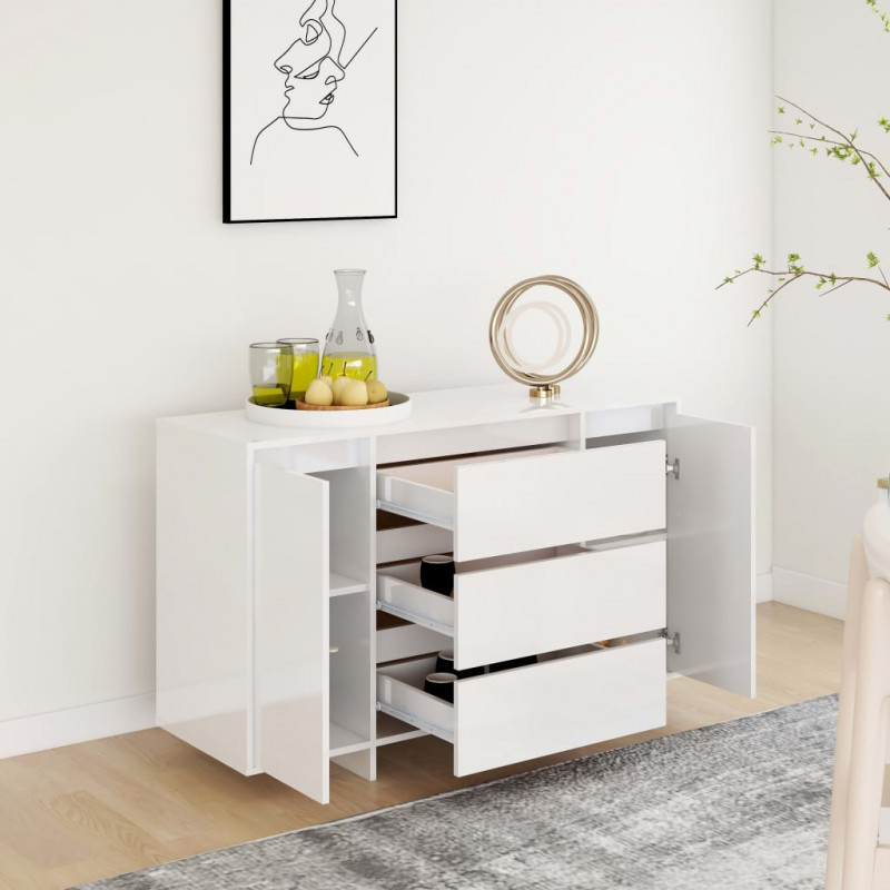 Komoda z 3 szufladami, biała, z połyskiem, 120x41x75 cm