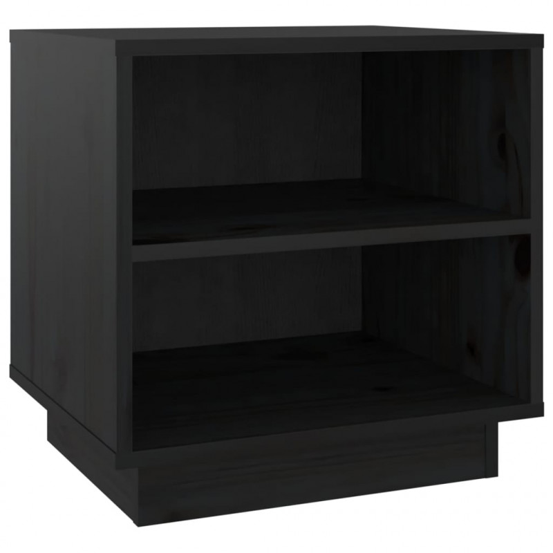 Szafka nocna, czarna, 40x34x40 cm, lite drewno sosnowe