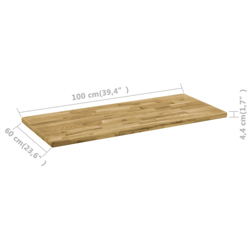 Prostokątny blat do stolika z drewna dębowego, 44 mm, 100x60 cm