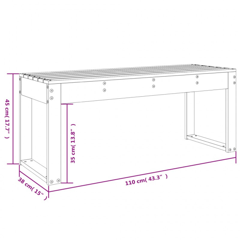 Ławka ogrodowa, biała, 110x38x45 cm, lite drewno sosnowe