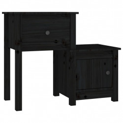 Szafki nocne, 2 szt., czarne, 79,5x38x65,5 cm, drewno sosnowe
