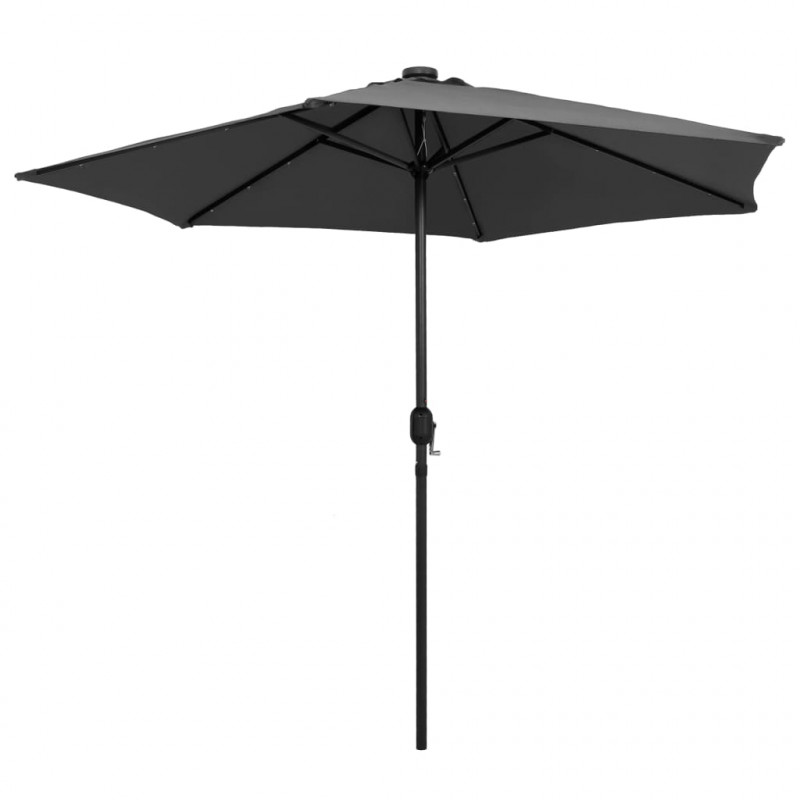 Parasol ogrodowy z LED i aluminiowym słupkiem, 270 cm, antracyt