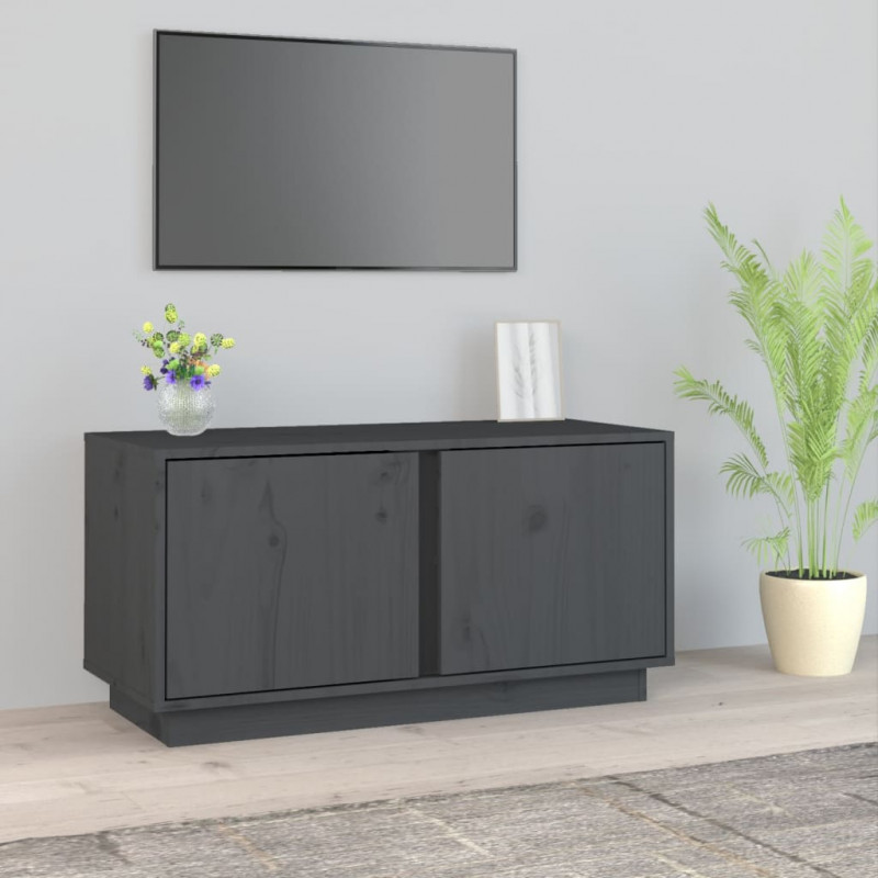 Szafka pod telewizor, szara, 80x35x40,5 cm, lite drewno sosnowe