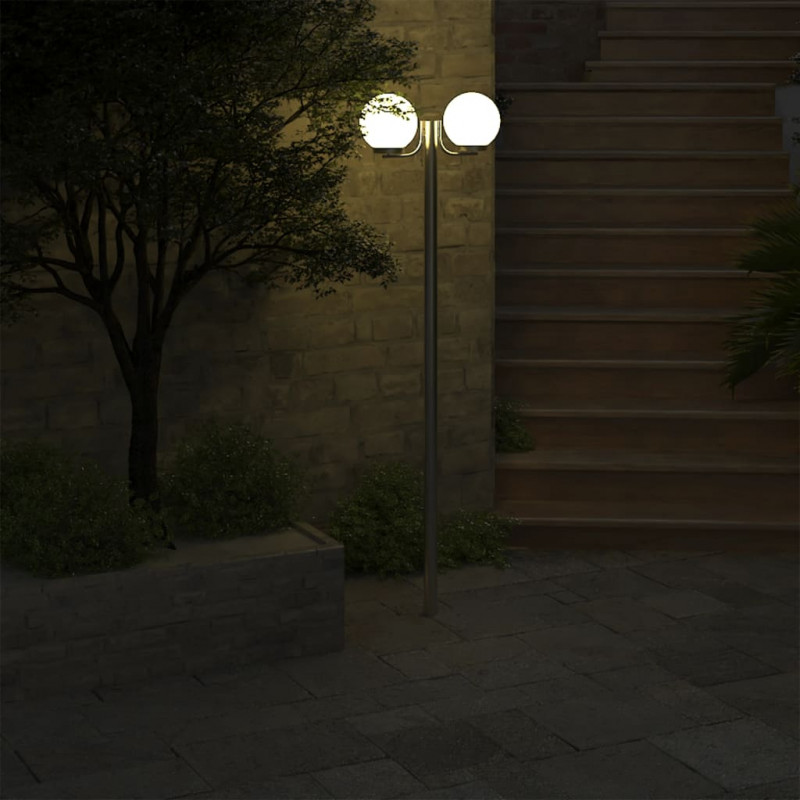 Lampa ogrodowa na słupku, 2 kule, 220 cm