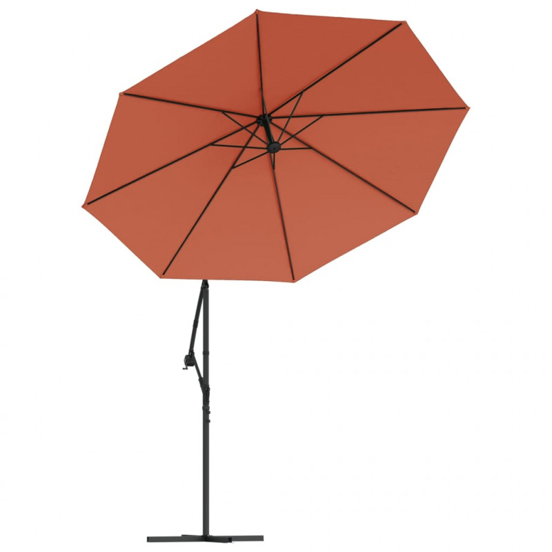 Parasol wiszący z LED i stalowym słupkiem, terakota