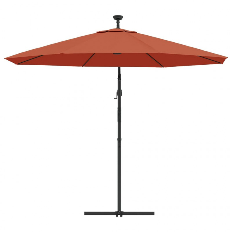Parasol wiszący z LED i stalowym słupkiem, terakota