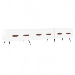 Szafka pod TV, wysoki połysk, biała, 150x36x30 cm
