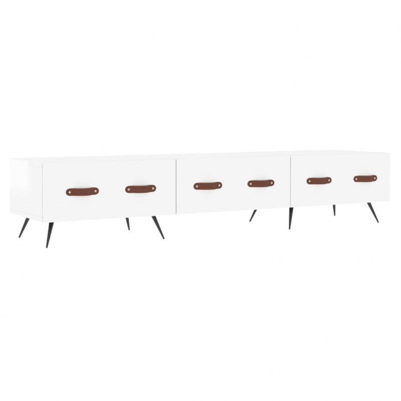 Szafka pod TV, wysoki połysk, biała, 150x36x30 cm